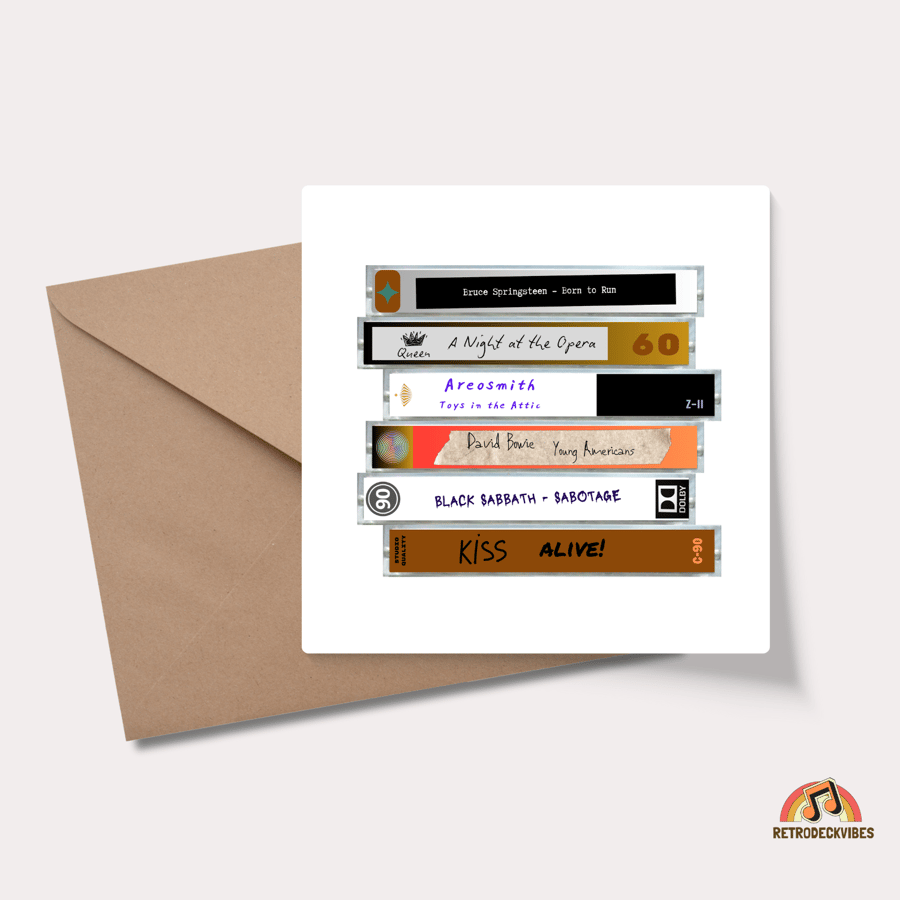 Retro Cassette Card, 50th Birthday, 1975, Classic cassette card