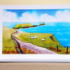 Art Greetings Card, Worms Head, Gower, South Wales, A5, Blank inside 