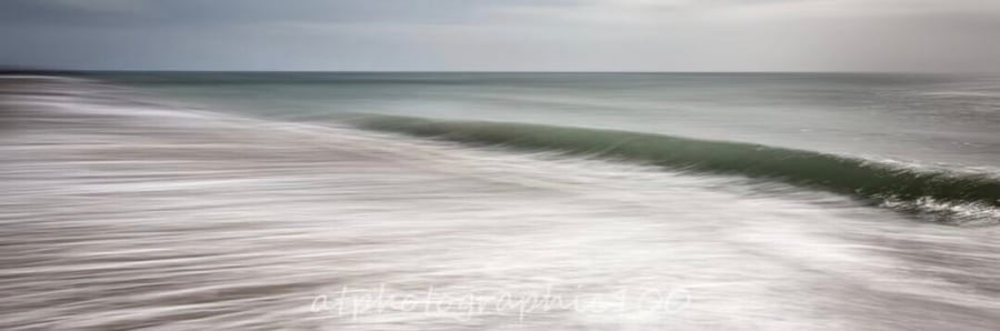 Minimalist seascape wall art panoramic photo print - “Seaton Wave”