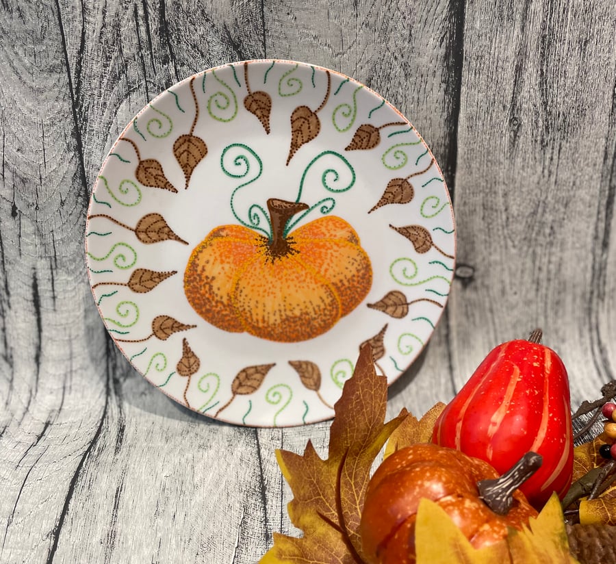 Hand Painted Pumkin Side Plate