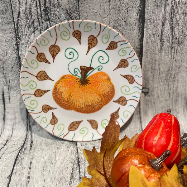 Hand Painted Pumkin Side Plate