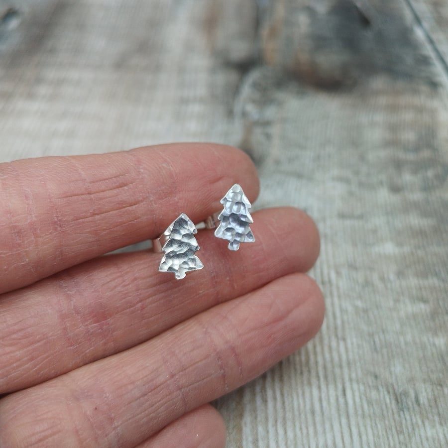 Sterling Silver Christmas Tree Stud Earrings - STUD155