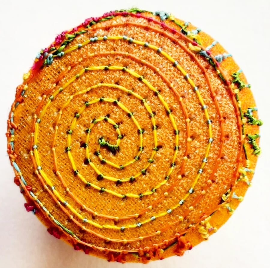 Buttons 1 inch button Hand Dyed Silks and Cottons Free Machine Embroidery Button