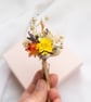 Dried Flower Mini Posy in a pink Gift Box, Orange, Yellow and Lavender Flowers - Image 3