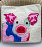 Farm Animal Cushion Cover. Appliquéd Face. Cow, Pig, Duck, Dog. Farmhouse Decor - Image 3