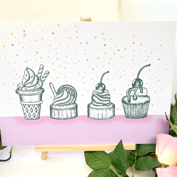 Illustration print - 'Pretty Little Cupcakes'