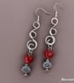 Earrings- Vibrant Red Ceramic Heart & Tree Charm - Boho style, Freepost - Image 2