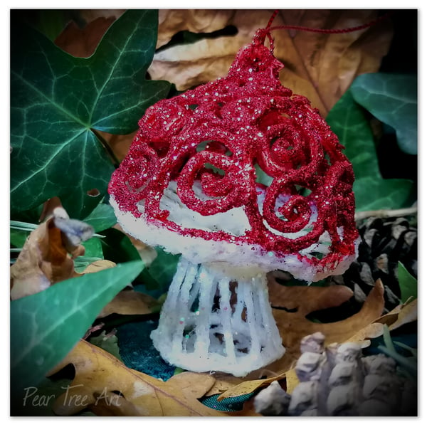 Handmade Red Toadstool Christmas decoration