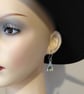 Triangle pebble and sea glass earrings sterling silver drop - Image 1