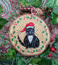 Black and White Cat hand-painted Christmas log slice decoration  - Image 3