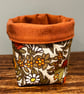 Vintage Flower Waltz linen reversible storage basket plant pot craft storage
