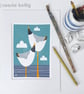 Black Headed Gulls looking out to sea, original Giclee print - Image 3