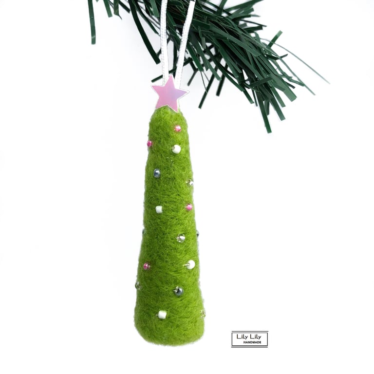 Christmas tree hanging decoration, needle felted by Lily Lily Handmade