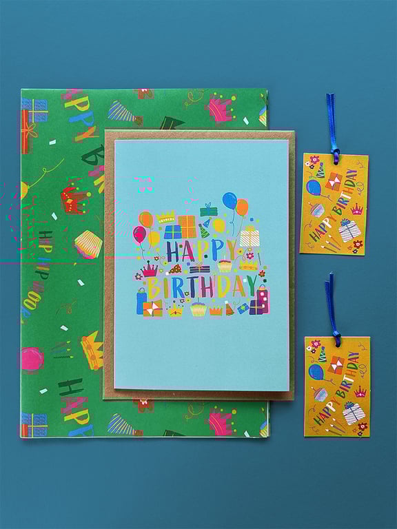 Happy Birthday gift wrapping bundle
