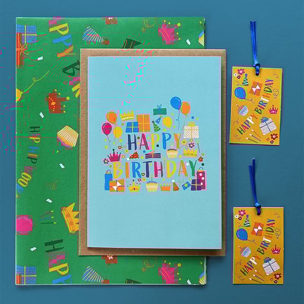 Happy Birthday gift wrapping bundle