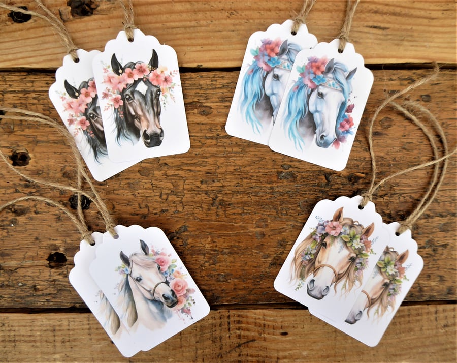 GT0091   Pack of 8 Gift Tags Horses