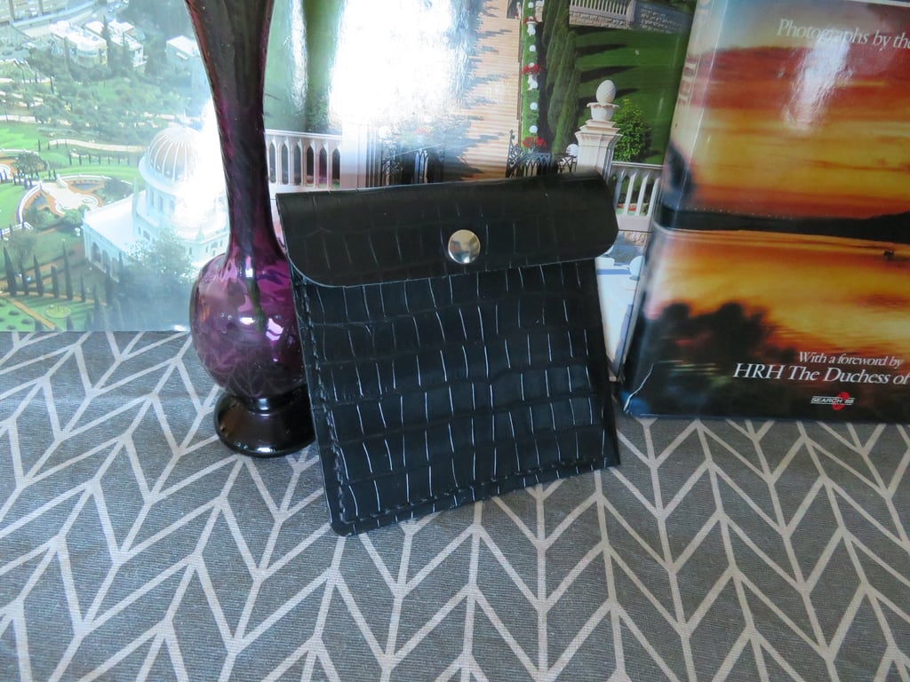 Black faux leather belt pouch