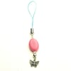 Pink Morganite and Butterfly Phone or Bag Charm - UK Free Post