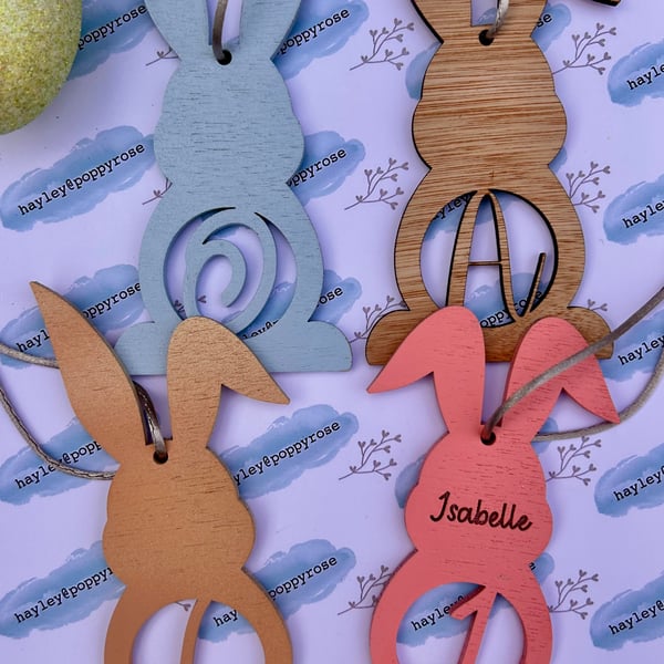 Wood Monogram Easter Rabbit Decoration