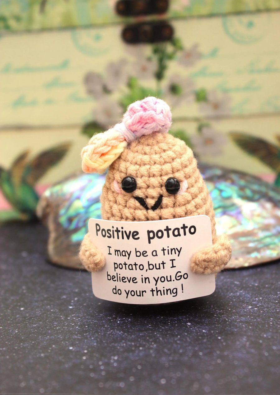 Positivity Potato:  Gift for Optimism - Handmade Crocheted Potato 