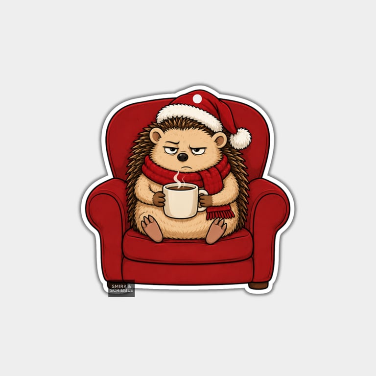 Unique Funny Christmas Gift Tags For Adults, 6pk - Armchair Hedgehog