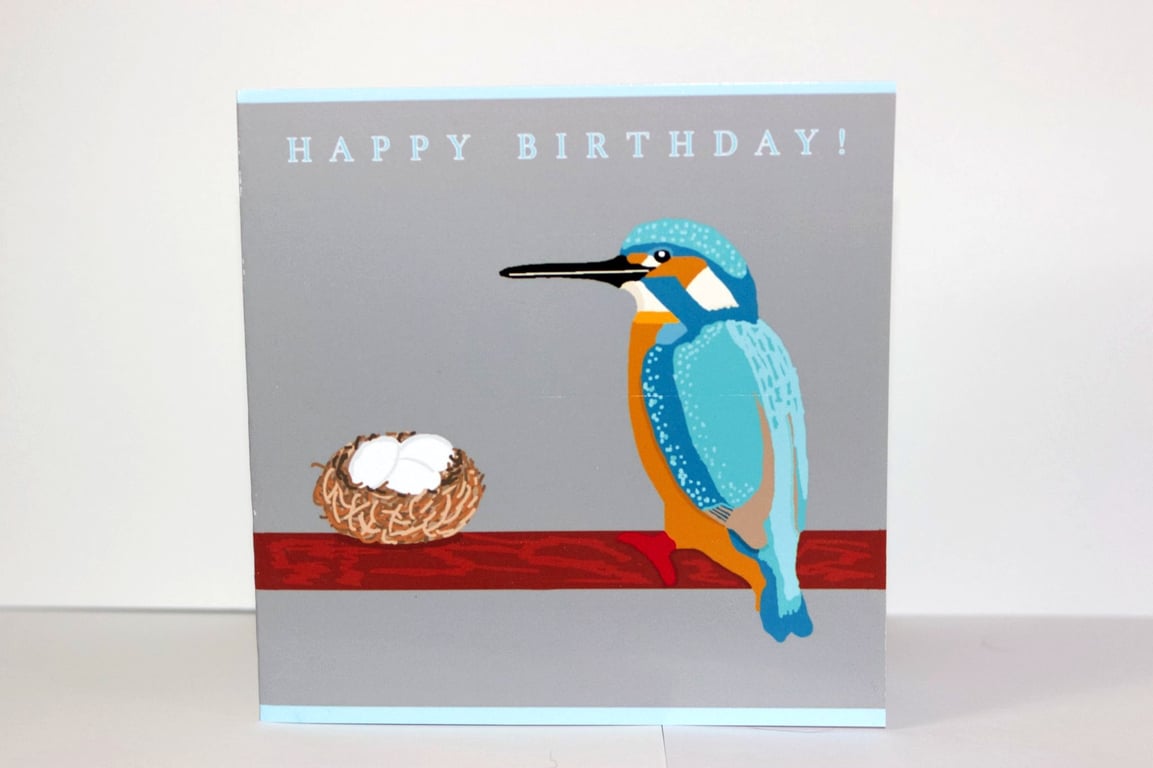 King fisher bird, birthday card 
