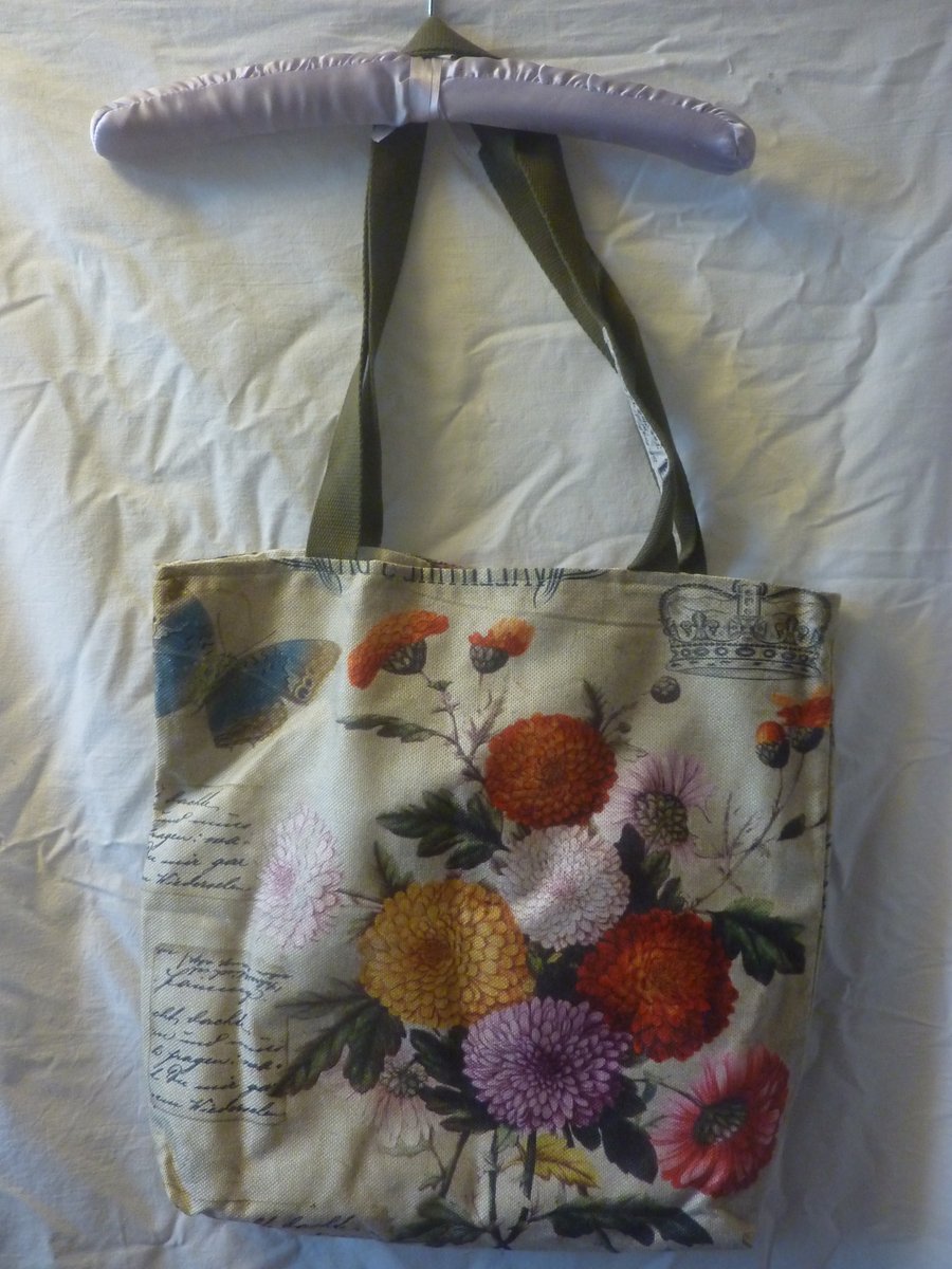 Lined Tote Bag Design Vintage Seed Packer Post Asters Lined Zip Interior Pocket