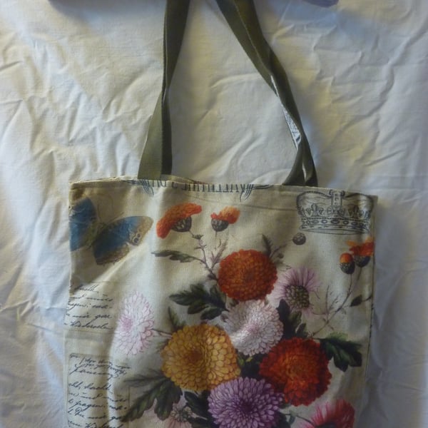 Lined Tote Bag Design Vintage Seed Packer Post Asters Lined Zip Interior Pocket