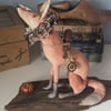 handmade star gazer fox soft sculpture