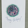 Embroidered Blue Flower Birthday Card