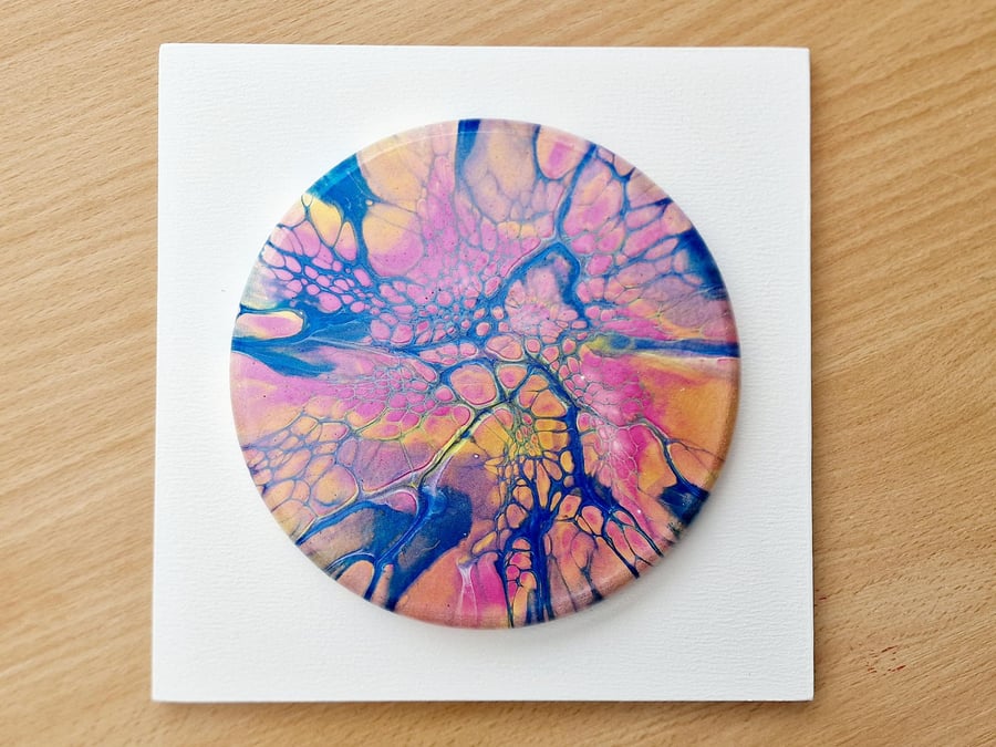 18.8cm x 18.8cm acrylic pour painting wall plaque