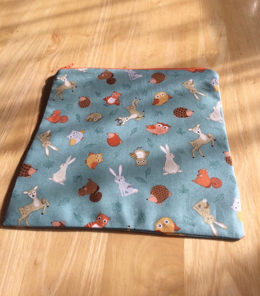 Woodland fabric zipper pouch
