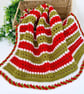 Crochet Baby Blanket – Christmas Red, Green and White - Image 5