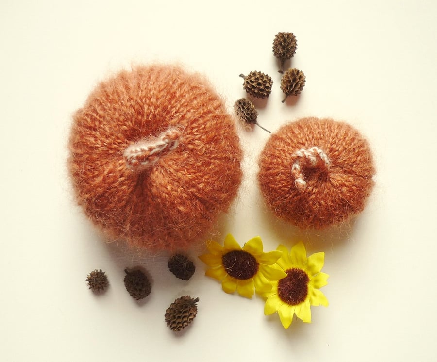 Knitted mohair pumpkins - Housewarming gift - Autumn harvest decor 