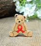 Heart Disease Awareness Teddy Bear Pin, Handmade Red Ribbon Brooch, Personalised - Image 1