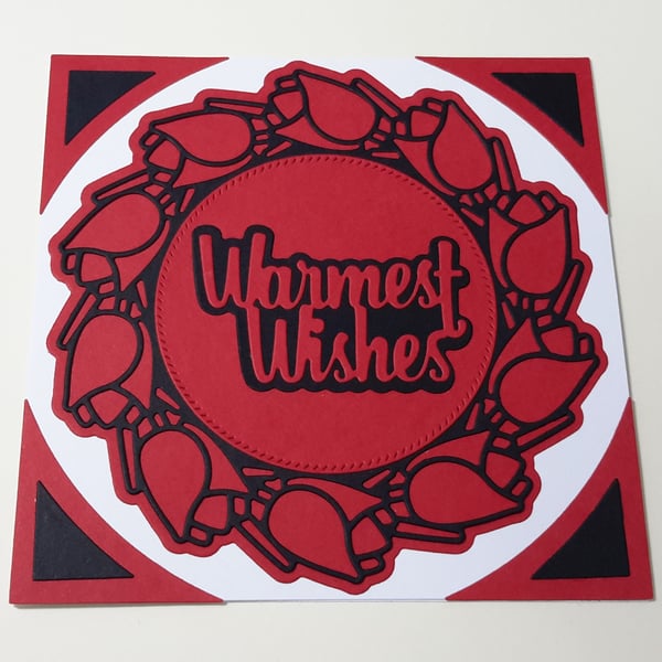 Warmest Wishes Greeting Card - Red and Black