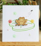 Hand Sewn Frog Card. Frog Card. Frogs. Hand Stitched Card. Embroidered Card. - Image 1