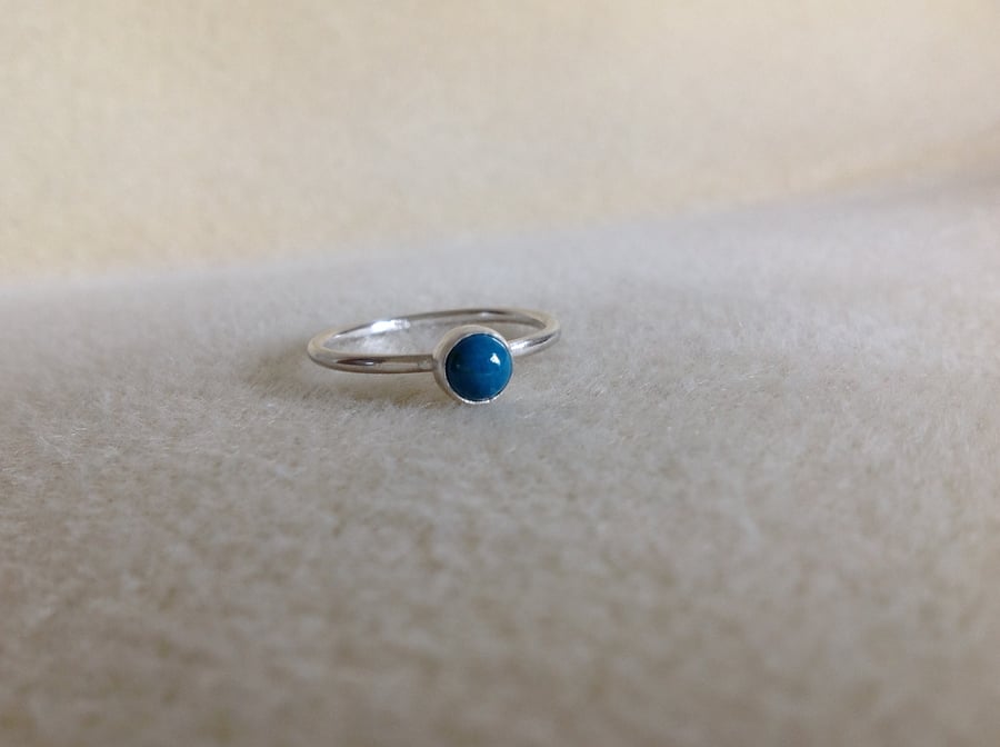 Chrysocolla Sterling and Fine silver dainty ring