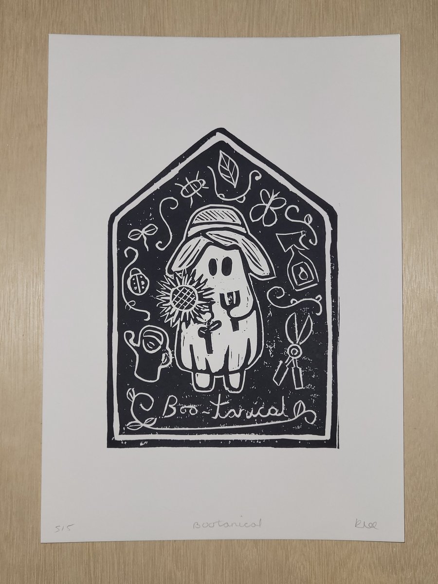 Boo-tanical Ghost A4 Lino Print 