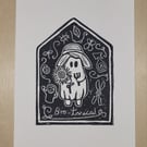 Boo-tanical Ghost A4 Lino Print 