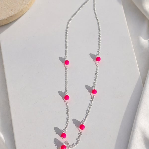 Neon Pink Statement Necklace
