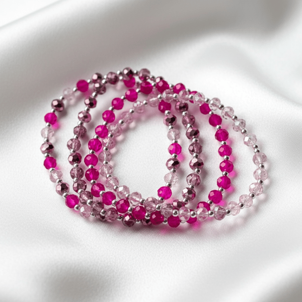 Pretty in Pink Austrian Crystal stacking Bracelets, set of four