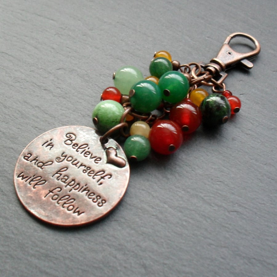 Believe In Yourself Bag Charm Antique Copper Tone Seconds Sunday