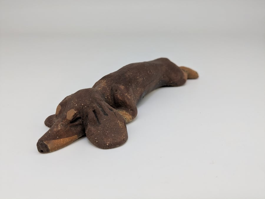 Mini Brown Dachshund Sculpture 