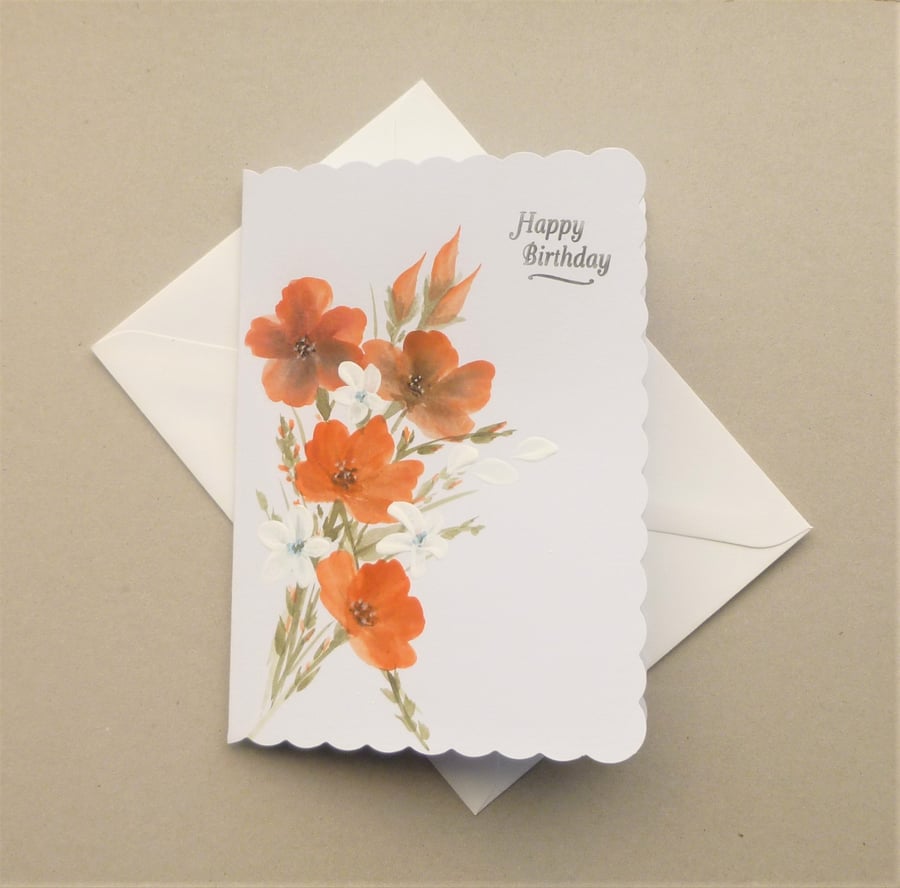 hand painted original art floral Birthday card ... - Folksy