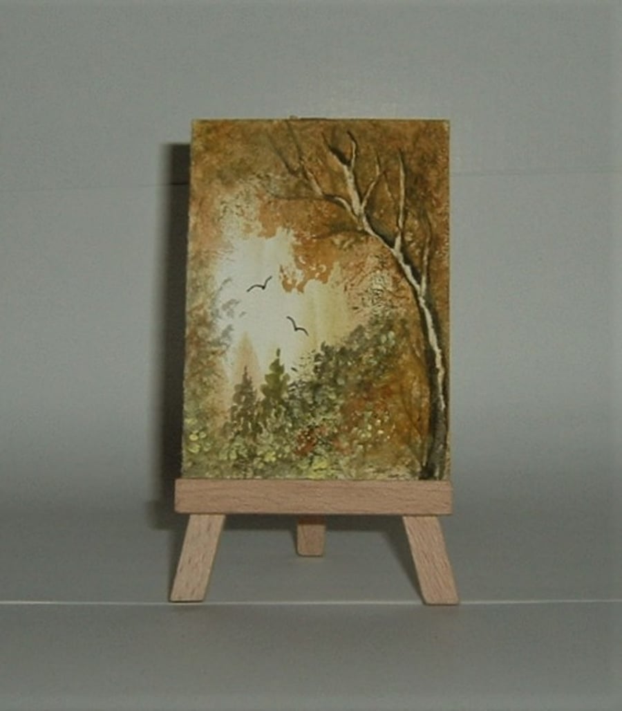 paintings art miniature aceo landscape watercolour ( ref F282)