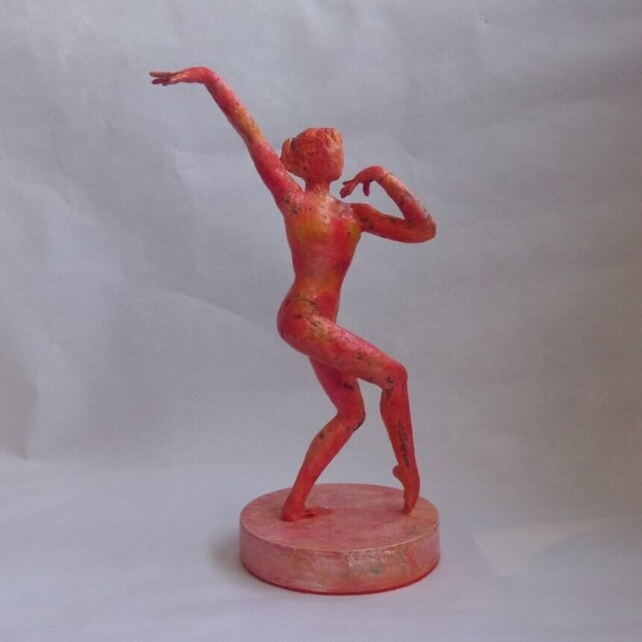 Fiery Dancer - female gymnast sculpture, 24.5cm high including base