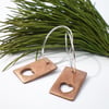 Tiny Rectangle Heart Copper Earrings