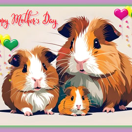 Happy Mother's Day Guinea Pig Card A5 Mum & Kids 