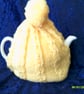 Yellow Mock Cable 2 Cup Tea Pot Knitted Tea Cosy with Pom Pom - Image 1